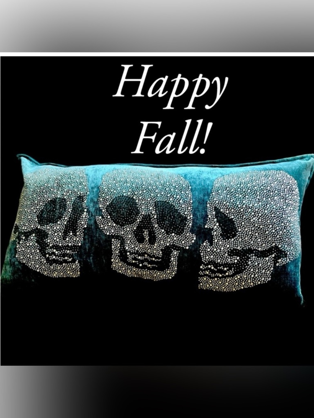 💀Beautiful quality turquoise velvety feel lumbar pillow with sparkly skulls NWT